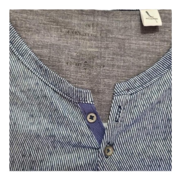 CON.STRUCT Denim Texture Performance Stretch Short Sleeve Blue Henley Size XL - Picture 7 of 7